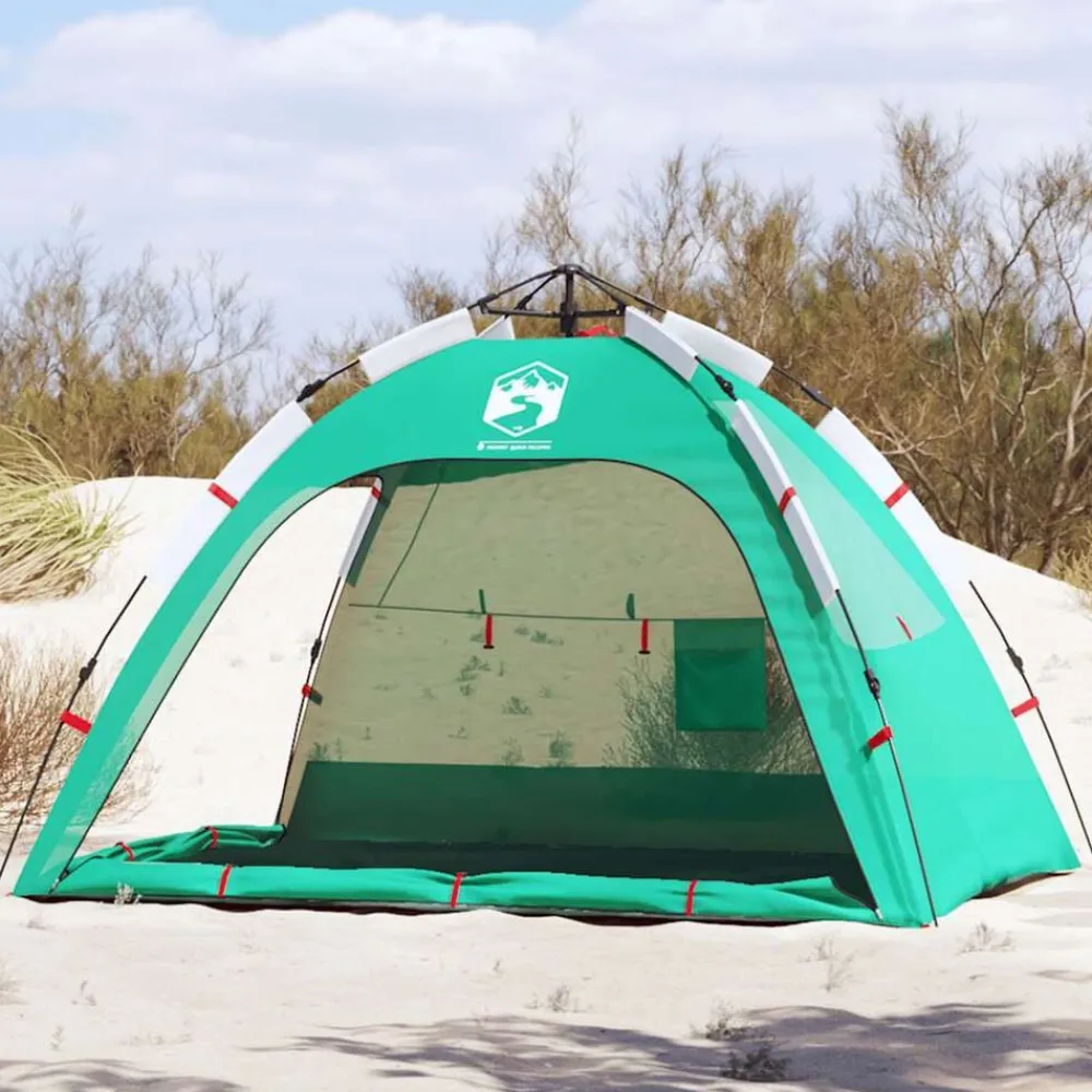 vidaXL Tienda de playa 2 personas impermeable apertura rápida Verde New