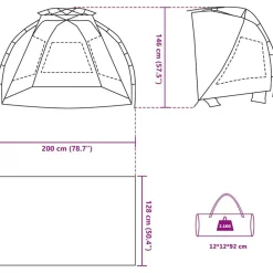 vidaXL Tienda de playa 2 personas impermeable apertura rápida Gris