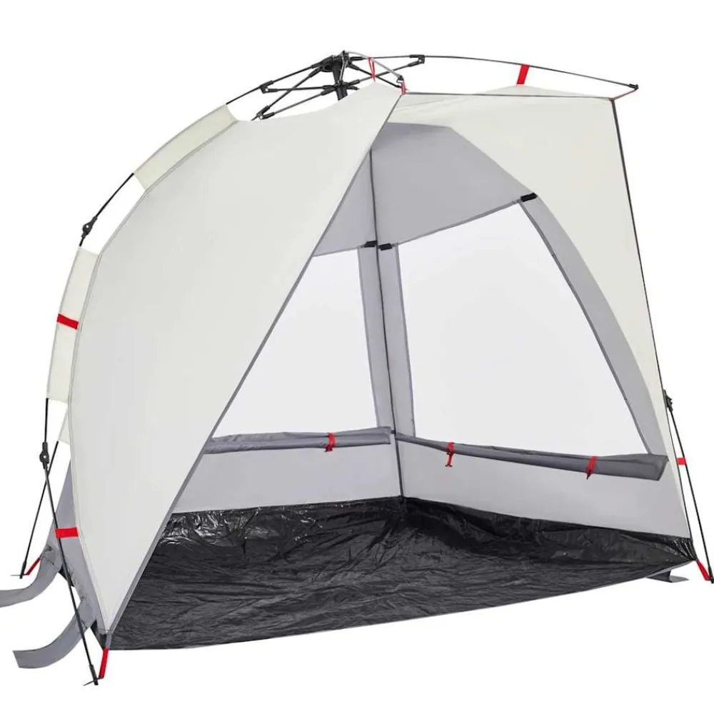 vidaXL Tienda de playa 2 personas impermeable apertura rápida Gris