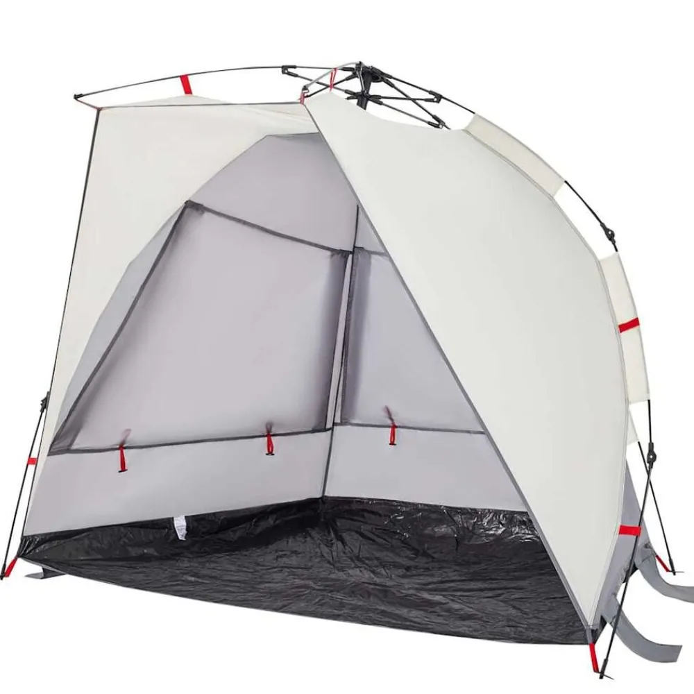 vidaXL Tienda de playa 2 personas impermeable apertura rápida Gris