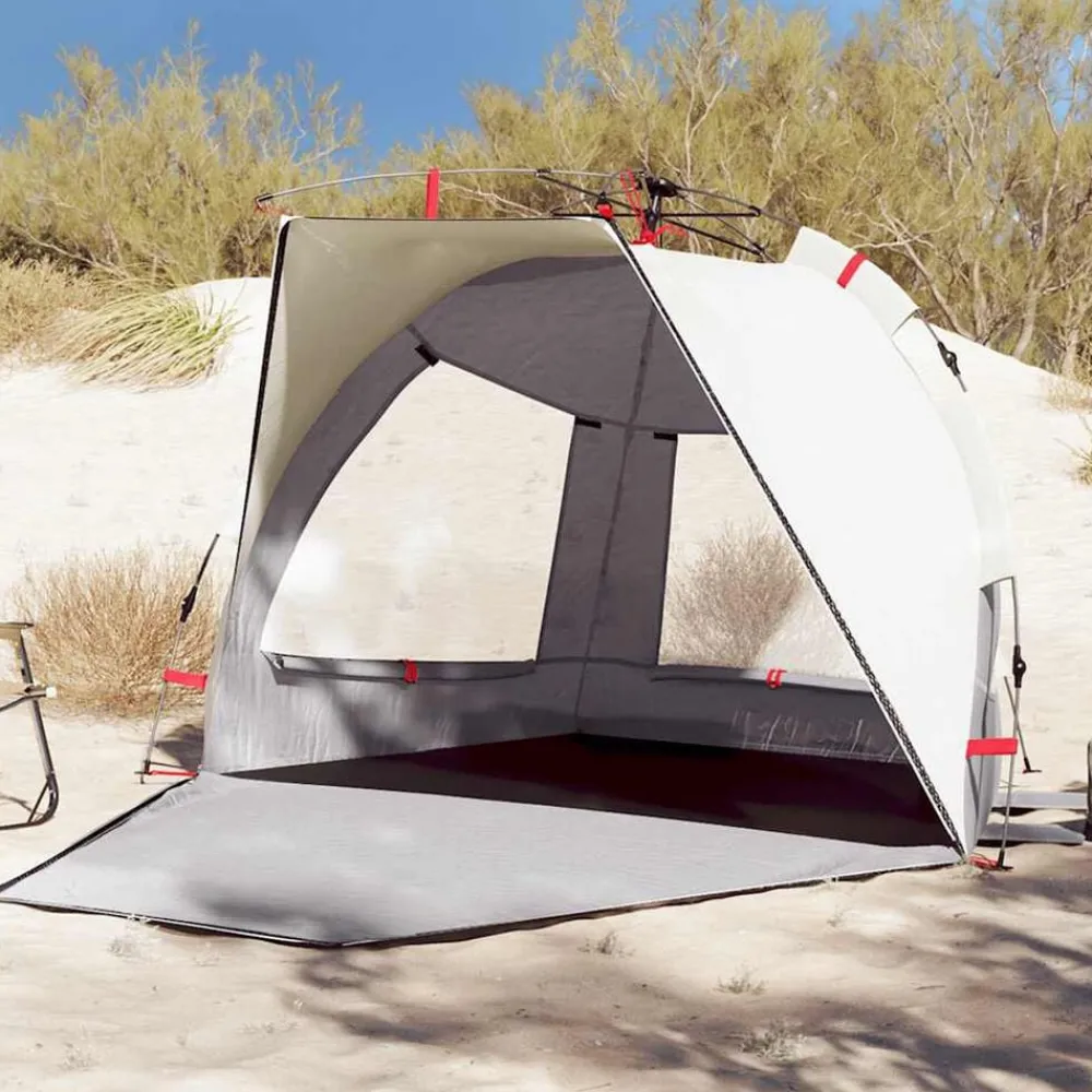 vidaXL Tienda de playa 2 personas impermeable apertura rápida Gris Clearance