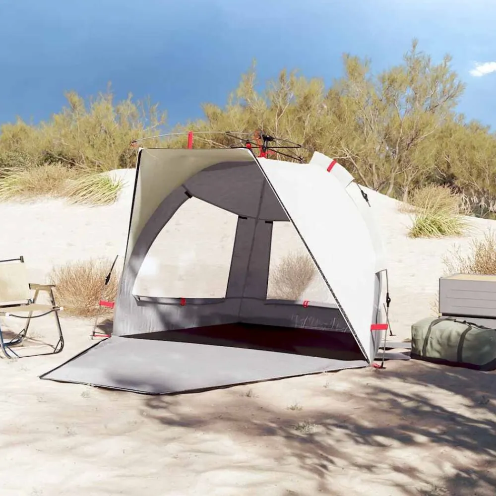 vidaXL Tienda de playa 2 personas impermeable apertura rápida Gris Clearance
