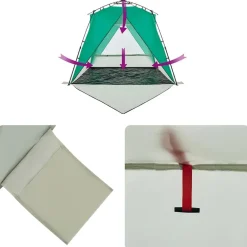 vidaXL Tienda de playa 4 personas impermeable apertura rápida verde Verde mar Online