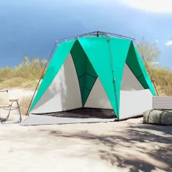 vidaXL Tienda de playa 4 personas impermeable apertura rápida verde Verde mar Online