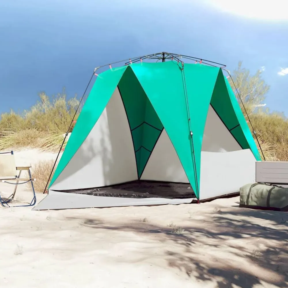 vidaXL Tienda de playa 4 personas impermeable apertura rápida verde Verde mar Online