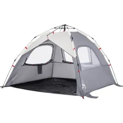 vidaXL Tienda de playa 3 personas impermeable apertura rápida Gris Outlet