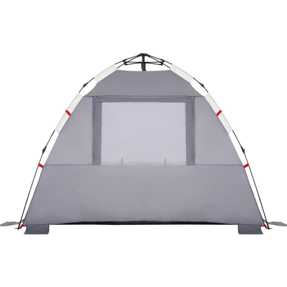 vidaXL Tienda de playa 3 personas impermeable apertura rápida Gris Outlet