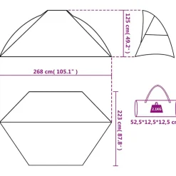 vidaXL Actividades Al Aire Libre-Tienda de playa 185T poliéster celeste 268x223x125 cm