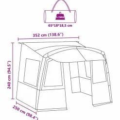 vidaXL Tienda de portón trasero para Caravana 352 x 250 x 240 cm Verde New