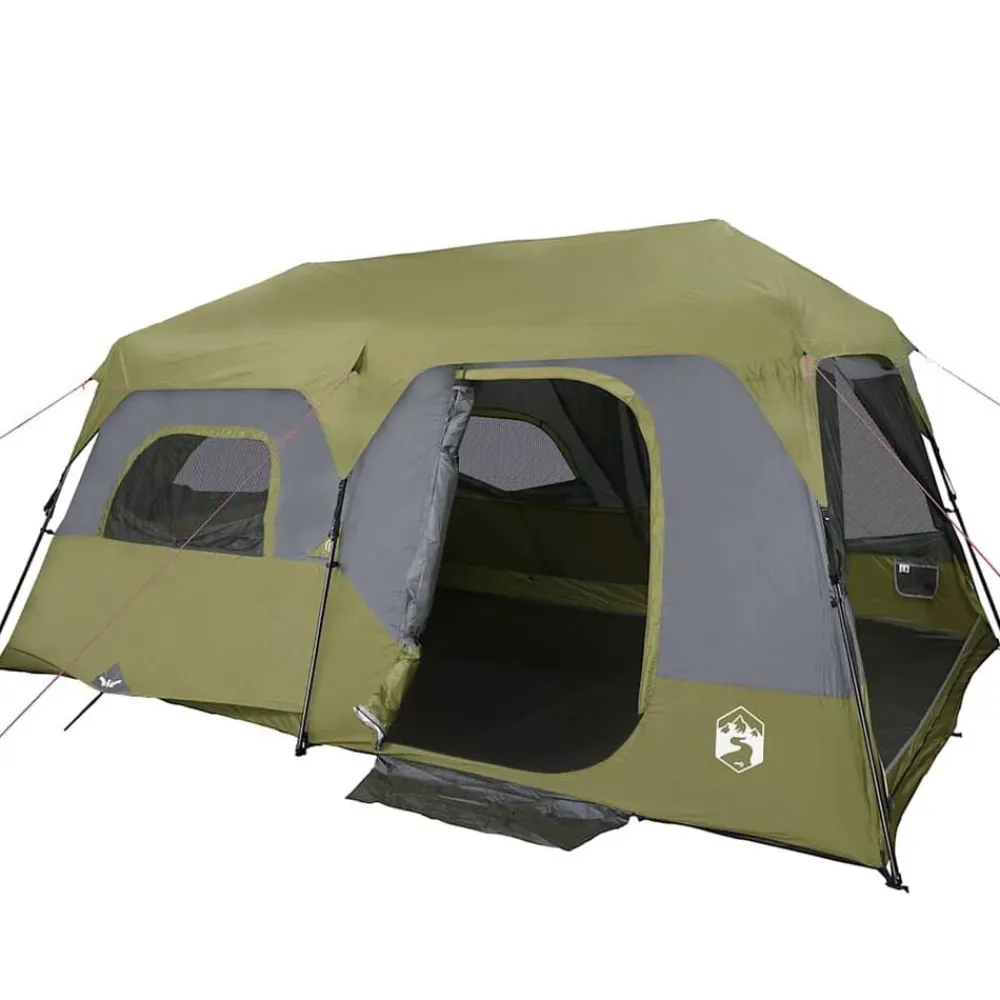 vidaXL Tienda familiar 9 personas impermeable apertura rápida Verde Hot