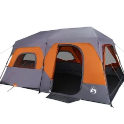 vidaXL Actividades Al Aire Libre-Tienda familiar 9 personas impermeable apertura rápida gris