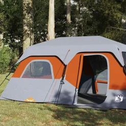 vidaXL Actividades Al Aire Libre-Tienda familiar 9 personas impermeable apertura rápida gris