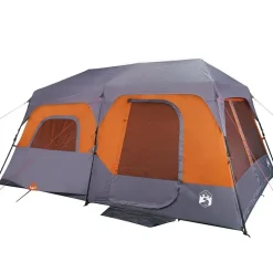 vidaXL Actividades Al Aire Libre-Tienda familiar 9 personas impermeable apertura rápida gris