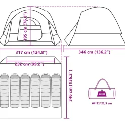 vidaXL Tienda familiar 6 personas tela opaca impermeable blanca Blanco opaco Online