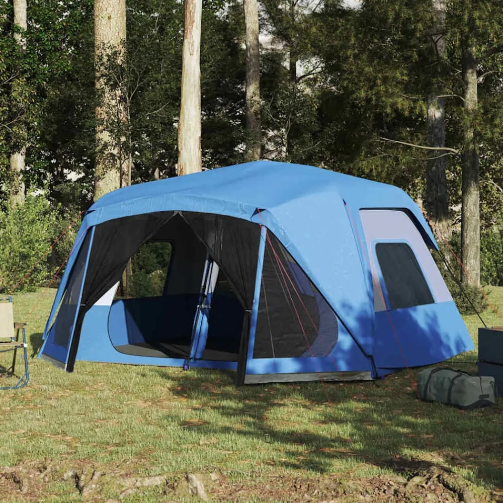 vidaXL Tienda familiar 10 personas impermeable apertura rápida Azul Discount