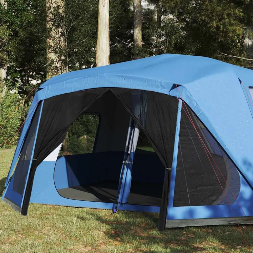 vidaXL Tienda familiar 10 personas impermeable apertura rápida Azul Discount