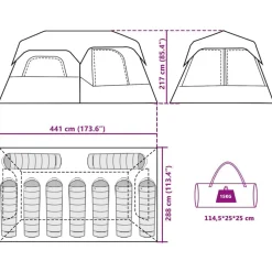 vidaXL Actividades Al Aire Libre-Tienda familiar 9 personas impermeable apertura rápida
