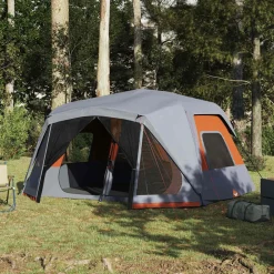 vidaXL Actividades Al Aire Libre-Tienda familiar 10 personas impermeable apertura rápida gris