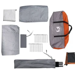 vidaXL Tienda familiar con cúpula impermeable 6 personas gris naranja Gris y naranja Discount