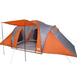 vidaXL Tienda familiar con cúpula impermeable 6 personas gris naranja Gris y naranja Discount