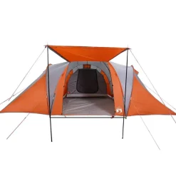 vidaXL Tienda familiar con cúpula impermeable 6 personas gris naranja Gris y naranja Discount