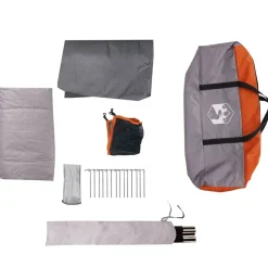 vidaXL Tienda familiar con porche 4 personas impermeable gris naranja Gris y naranja Online