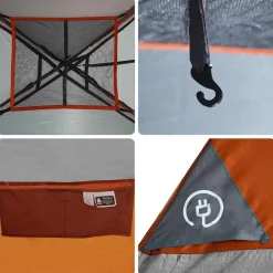 vidaXL Tienda familiar con porche 4 personas impermeable gris naranja Gris y naranja Online