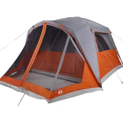 vidaXL Tienda familiar con porche 4 personas impermeable gris naranja Gris y naranja Online