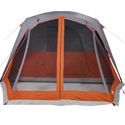 vidaXL Tienda familiar con porche 4 personas impermeable gris naranja Gris y naranja Online