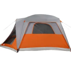 vidaXL Tienda familiar con porche 4 personas impermeable gris naranja Gris y naranja Online