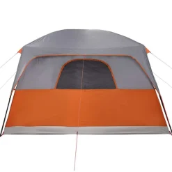 vidaXL Tienda familiar con porche 4 personas impermeable gris naranja Gris y naranja Online