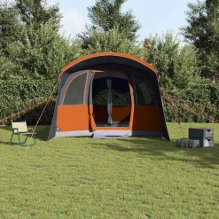 vidaXL Tienda Familiar con techo 576 x 325 x 213 cm Gris y naranja Discount