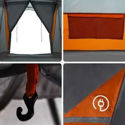 vidaXL Tienda Familiar con techo 721 x 335 x 212 cm Gris y naranja