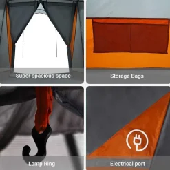 vidaXL Tienda Familiar con techo 721 x 335 x 212 cm Gris y naranja