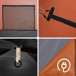 vidaXL Actividades Al Aire Libre-Tienda familiar con cúpula impermeable 6 personas gris naranja