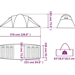 vidaXL Actividades Al Aire Libre-Tienda familiar con cúpula impermeable 6 personas gris naranja
