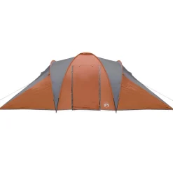vidaXL Actividades Al Aire Libre-Tienda familiar con cúpula impermeable 6 personas gris naranja