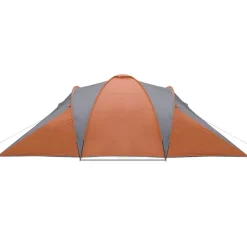 vidaXL Actividades Al Aire Libre-Tienda familiar con cúpula impermeable 6 personas gris naranja