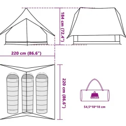 vidaXL Actividades Al Aire Libre-Tienda Familiar con techo y 315 x 286 x 200 cm