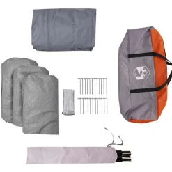 vidaXL Actividades Al Aire Libre-Tienda familiar con cúpula impermeable 6 personas gris naranja