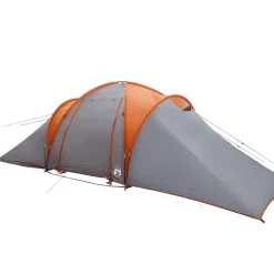 vidaXL Actividades Al Aire Libre-Tienda familiar con cúpula impermeable 6 personas gris naranja