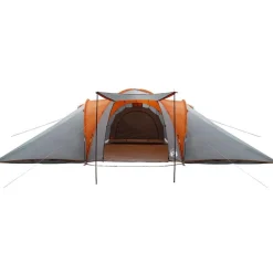 vidaXL Actividades Al Aire Libre-Tienda familiar con cúpula impermeable 6 personas gris naranja