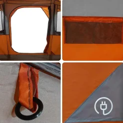 vidaXL Actividades Al Aire Libre-Tienda Familiar con techo Naranja y Naranja 435 x 255 x 216 cm