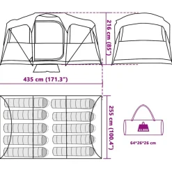 vidaXL Actividades Al Aire Libre-Tienda Familiar con techo Naranja y Naranja 435 x 255 x 216 cm