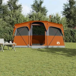 vidaXL Actividades Al Aire Libre-Tienda Familiar con techo Naranja y Naranja 435 x 255 x 216 cm