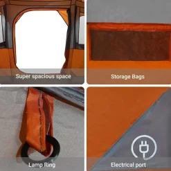 vidaXL Actividades Al Aire Libre-Tienda Familiar con techo Naranja y Naranja 435 x 255 x 216 cm