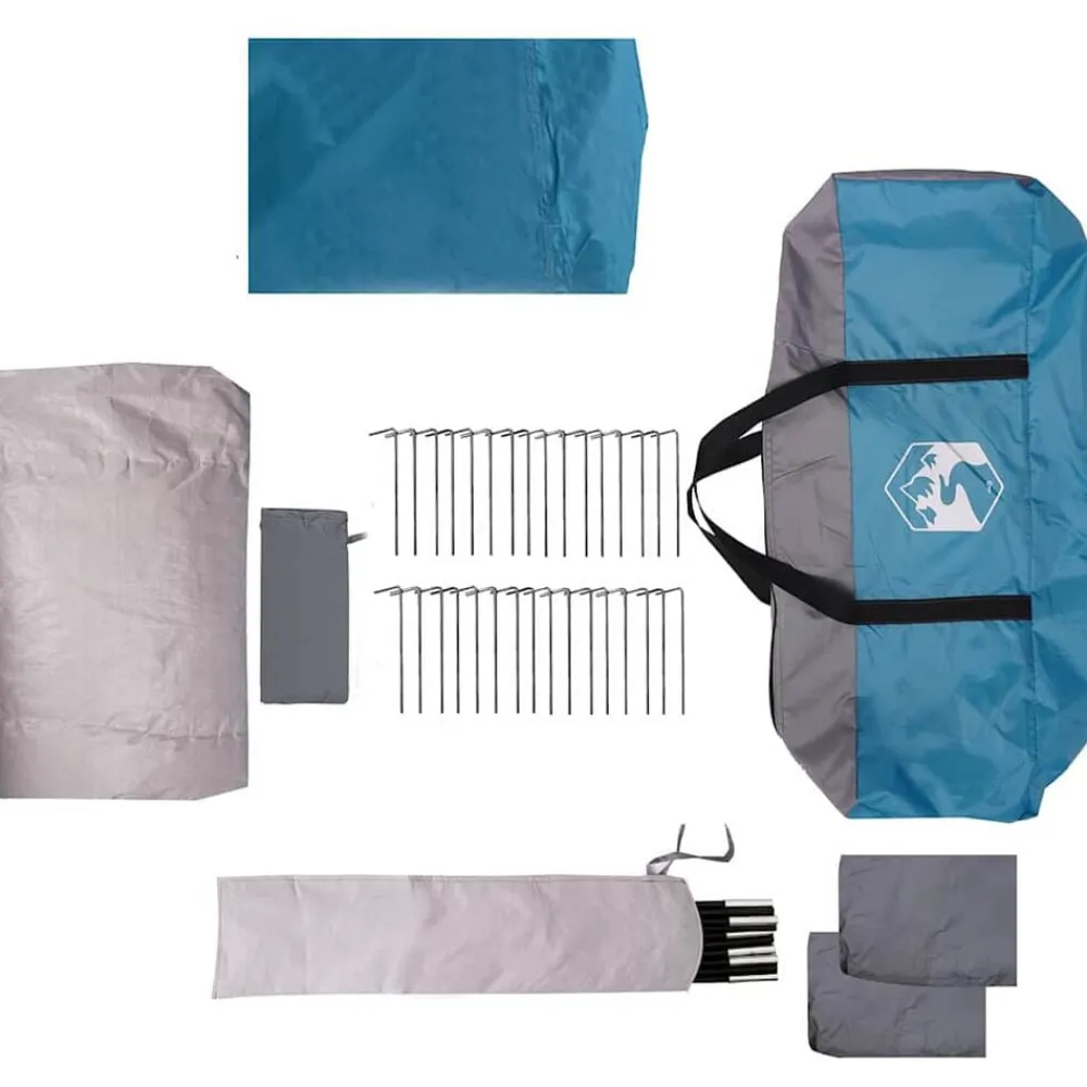 vidaXL Tienda Familiar con techo y gris 721 x 335 x 212 cm Azul Online