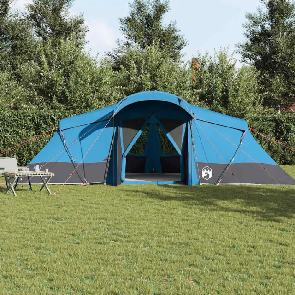 vidaXL Tienda Familiar con techo y gris 721 x 335 x 212 cm Azul Online