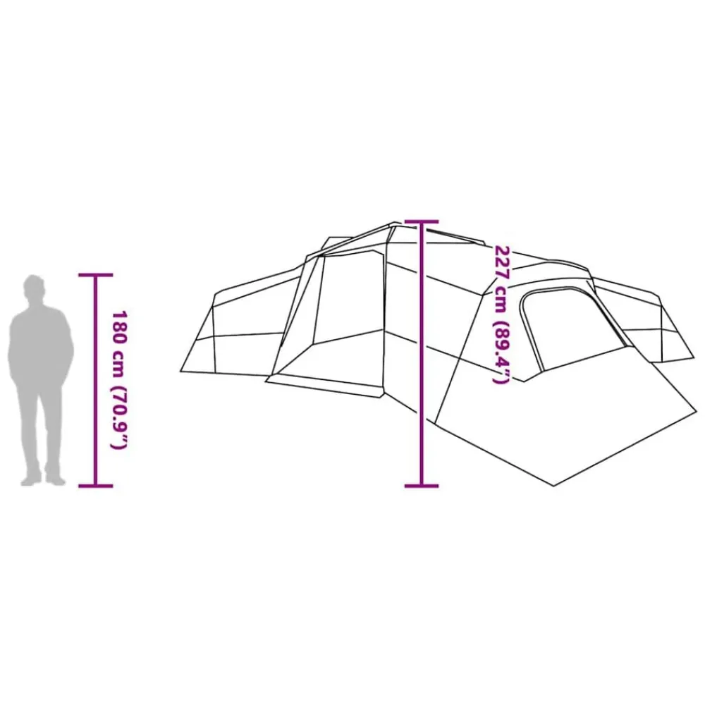 vidaXL Actividades Al Aire Libre-Tienda Familiar con techo 833 x 585 x 216 cm tafetán