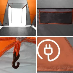 vidaXL Actividades Al Aire Libre-Tienda familiar con cúpula impermeable 8 personas gris naranja